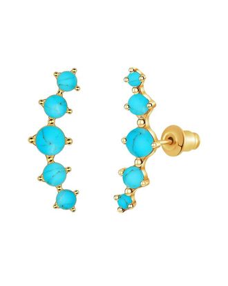 Liv Oliver 18K Plated 4.75 Ct. Tw. Turquoise Climber Earrings