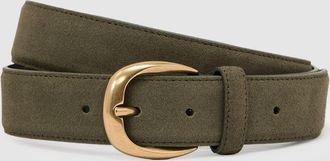 Reiss Dark Sage Green Pierce Curved-buckle Belt, 28