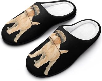 Generic Golf Retriever Puppy Slippers Men Winter Warm Cotton Anti-Slip Indoor Slip-Ons House Shoes