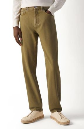 Ermenegildo Zegna Slim Fit Jeans in Olive Green at Nordstrom, Size 32