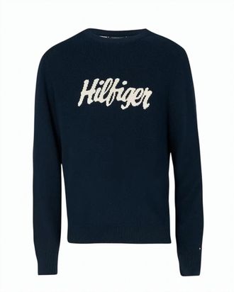 Tommy Hilfiger Blue Graphic Cotton Crewneck Sweater