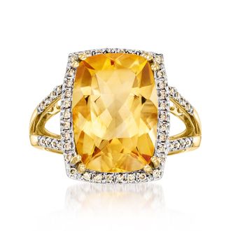 Ross-Simons Citrine and. Champagne Diamond Ring in 14kt Yellow Gold