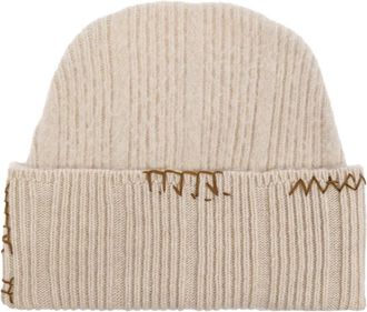 Marni Wollen muts met stiksels - Heren - Hoeden - Beige - M - Wol - Accessoires