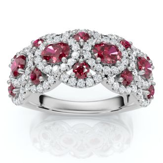 Pompeii3 1Ct Wavy Ruby & Diamond Ring 14k Gold Lab Grown