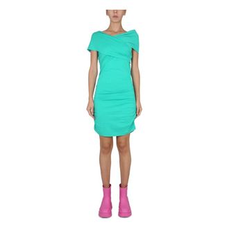 Msgm Short Dresses, female, Green, Size: XS Abito Jersey Monospalla
