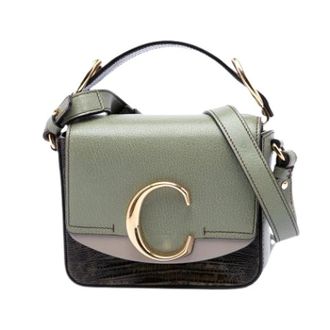 Chlo&eacute; Pre-owned Mini C Satchel - Dames - Pre-owned - Groen - Maat: ONE Size Leer