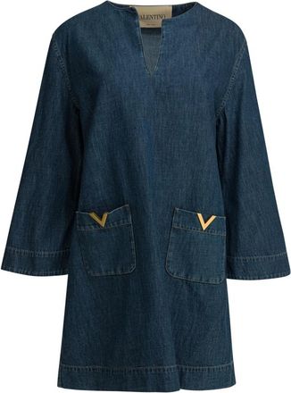 Valentino Dames Jurken Kleding Blauw Ss 26 - Dames - Korte kleedjes - Blauw - S - Katoen - Kleedjes