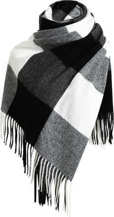 Generic gifts for women under 10 pounds Black Scarf Ladies Autumn Winter Scarf Classic Plaid Scarf Warm Soft Large Blanket Shawl Scarf Long Ladies Scarves Pas