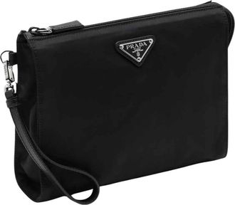 Prada Re-nylon en Saffiano Necessaire - Heren - Clutches - Zwart - ONE Size - Nylon - Tassen