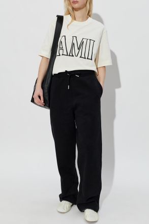 Ami T-shirt With Print, Womens, Cream