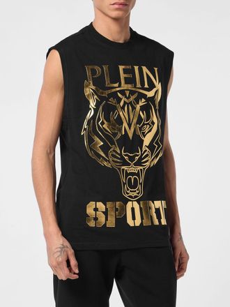 Plein Sport Canotta in cotone con stampa grafica del logo a contrasto