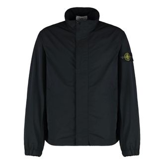 Stone Island Light Jackets, male, Black, Size: 3XL Windbreaker with logo