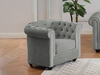 Vente-Unique Poltrona CHESTERFIELD in velluto Grigio