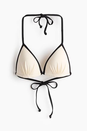 H&M Triangel-Bikinitop mit Push-up - Cremefarben/Schwarz