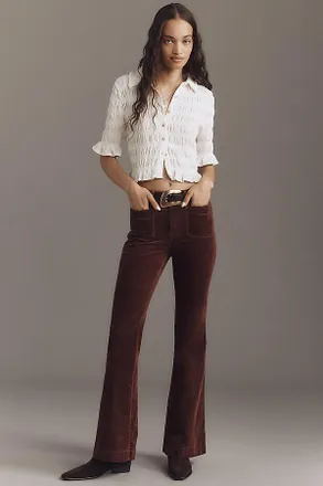 Good American Good Legs Corduroy Mid-Rise Flare Jeans