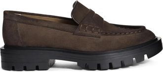Santoni Carlos Suede Penny Loafer - Dames - Loafers - Bruin - 39 EU - Leer - Schoenen