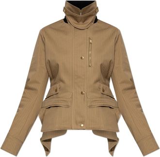 Alexander McQueen Jas met asymmetrische peplum - Dames - Zomerjassen - Bruin - S - Katoen - Jassen
