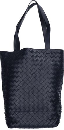 Bottega Veneta Dark Navy Leather Pouch Tote Bag (Pre-Owned)