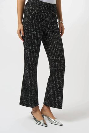 Joseph Ribkoff Checkered Print Pull On Flared Pants In Black Off White