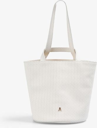 Scalpers Mini Cube Woven Leather Bag in Offwhite at Nordstrom
