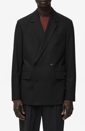 Mango Boston Double Breasted Blazer in Black at Nordstrom, Size 40