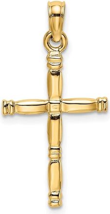 Diamond2Deal 14k Gold 3-D Polished Cross Charm Pendant