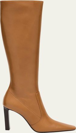 Saint Laurent Francoise Smooth Leather Knee-High Boots