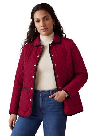 Jessica London Snap-Front Quilted Coat in Rich Burgundy at Nordstrom, Size 12