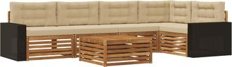 vidaXL Conjunto De Sof&aacute;s De Exterior 6 Uds. Natural Y Beige Poli&eacute;ster Vidaxl