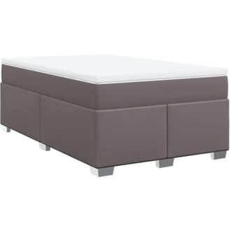 vidaXL Vidaxl - Cama Box Spring Con Colch&oacute;n Cuero Sint&eacute;tico Gris 120x200 Cm