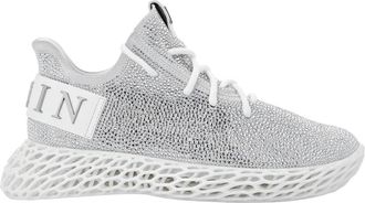 Philipp Plein Runner Sneakers Skeleton Suede met Strass - Dames - Sneakers - Grijs - 38 EU - Leer - Schoenen