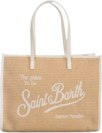 MC2 Saint Barth Rectangular Woven Tote Bag with Embroidered Detail