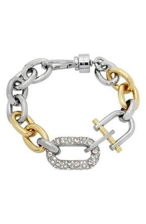 AllSaints Two-Tone Crystal Link Bracelet in Rhodium at Nordstrom Rack