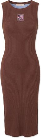 Marni Jurk met Zijsplit - Dames - Casual kleedjes - Bruin - 2XS - Katoen - Kleedjes