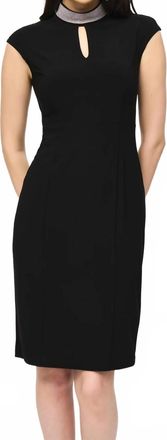Joseph Ribkoff Keyhole High Neck Jeweled Dress In Black