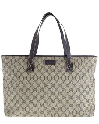 Gucci Gg Supreme Canvas Leather Tote Bag (Authentic Pre-Loved)