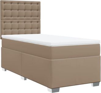 vidaXL Vidaxl - Cama Box Spring Con Colch&oacute;n Cuero Sint&eacute;tico Capuchino 90x190 Cm