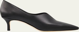 Manolo Blahnik Sokoso Snip-Toe Leather Pumps