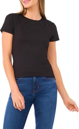 Halogen Rhinestone Compression T-Shirt in Rich Black at Nordstrom Rack, Size Xx-Small