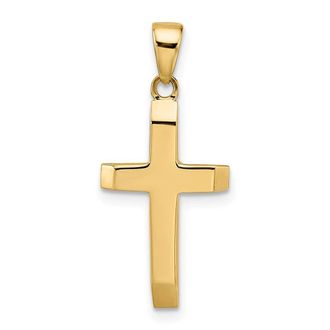Diamond2Deal 14k Yellow Gold Polished Tapered Ends Hollow Cross Pendant
