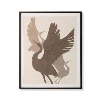 Frontgate Crane Textile Beaded Wall Art - Frontgate