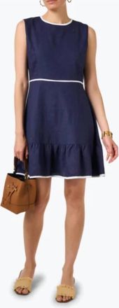 Sail to Sable Ruffle Hem Dress In Navy