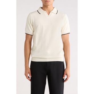 Tom Baine Johnny Collar Knit Polo Sweater in Beige at Nordstrom Rack, Size Xx-Large