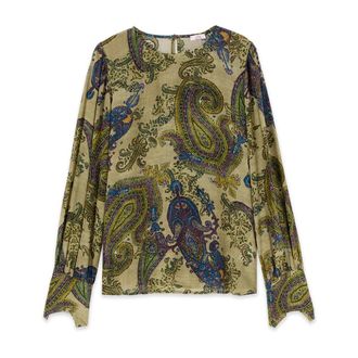 Oltre Blusa in viscosa fantasia - - Blouses & Shirts - Donna - Verde - L