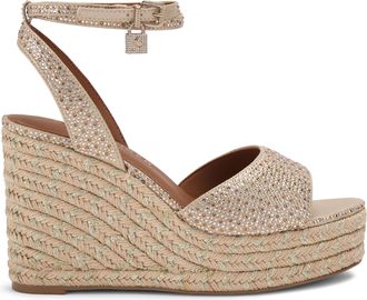 Kurt Geiger Womens Brixton Ankle Strap Wedge Heels - Gold Fabric - Size UK 3