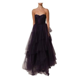 Dolce & Gabbana Tiered Tulle Silk Long Gown - female - Dolce & Gabbana - Gowns - Purple - XS - Dresses
