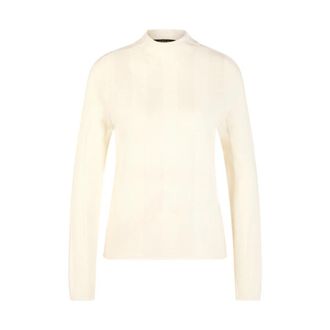 Marc Cain Slim-Fit Trui met Opstaande Kraag - Dames - Coltruien - Wit - 3XL - Wol - Truien & Vesten