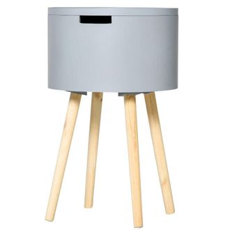 HOMCOM Wooden Side Table Round - Grey | TJ Hughes