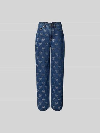 Self Portrait Straight Fit Jeans aus reiner Baumwolle in Blau, Gr&ouml;&szlig;e 25