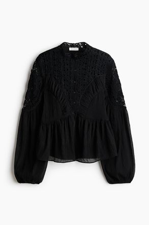 H&M Bluse im H&auml;kellook - Schwarz